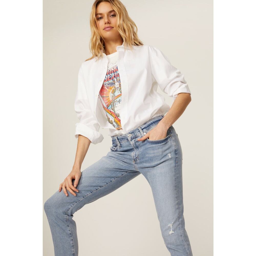 Citizens of Humanity Ella Crop Slim Fit Distressed Light Blue Denim Jean Size 29 - Picture 4 of 16